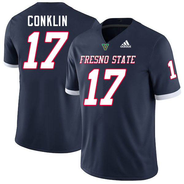 Fresno State Bulldogs #17 Carson Conklin College Football Jerseys,Uniforms-Navy